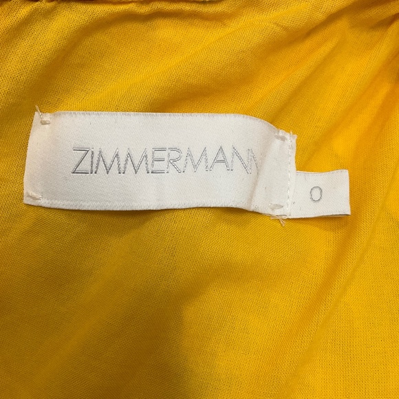 ZIMMERMANN YELLOW MULTI TROPICANA FLORAL PRINTED LINEN CUT OUT MINI DRESS - Picture 4 of 5